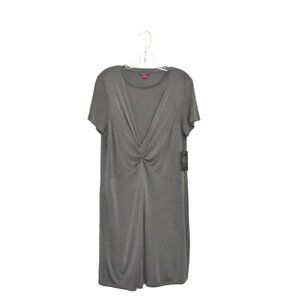 Vince Camuto Short Sleeve Twist Knot Pullover Dress Olive Green Size L